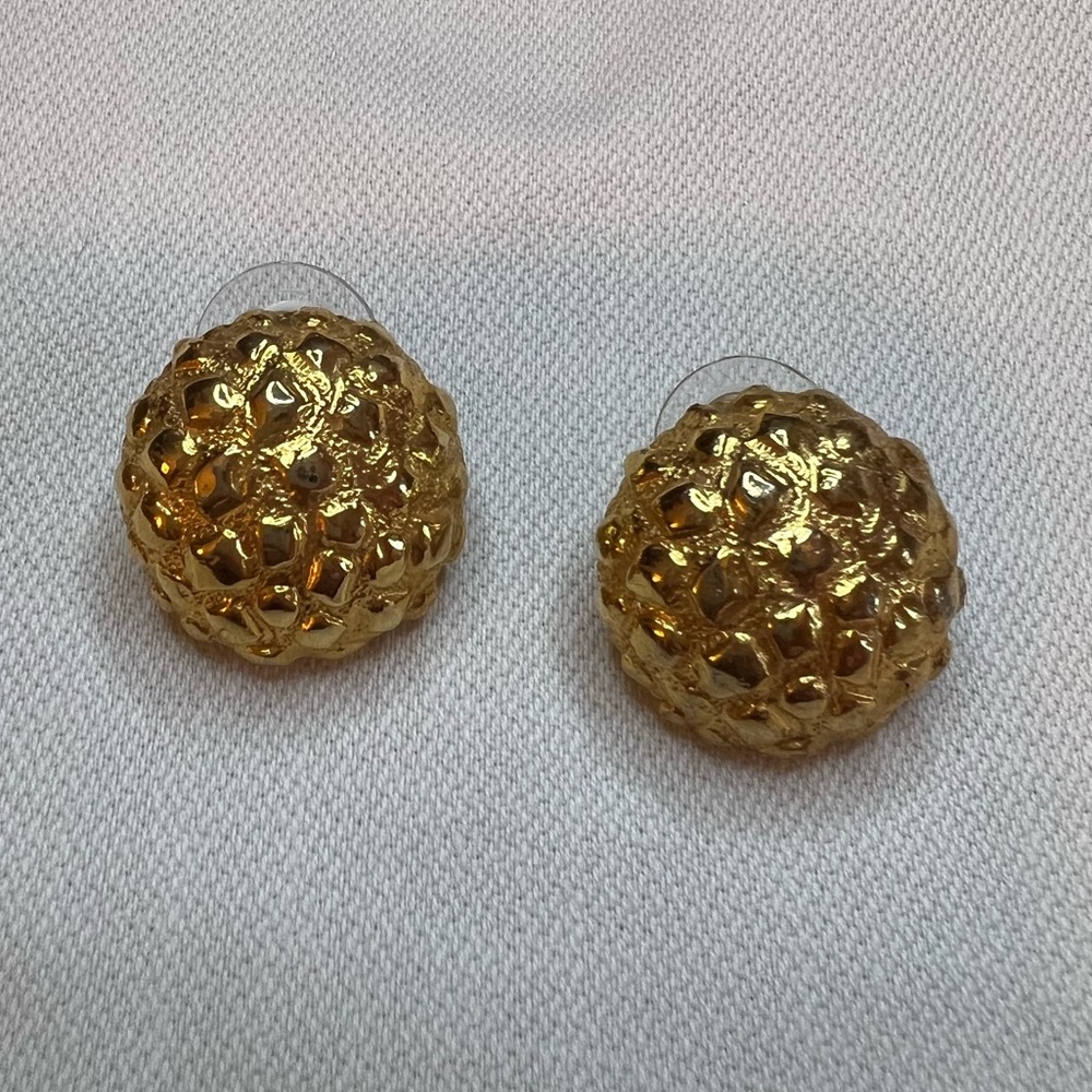 Vintage 90s Gold Nugget Textured Earrings EUC